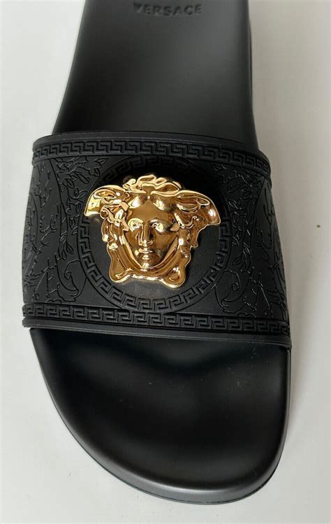 versace gold medusa head slides|More.